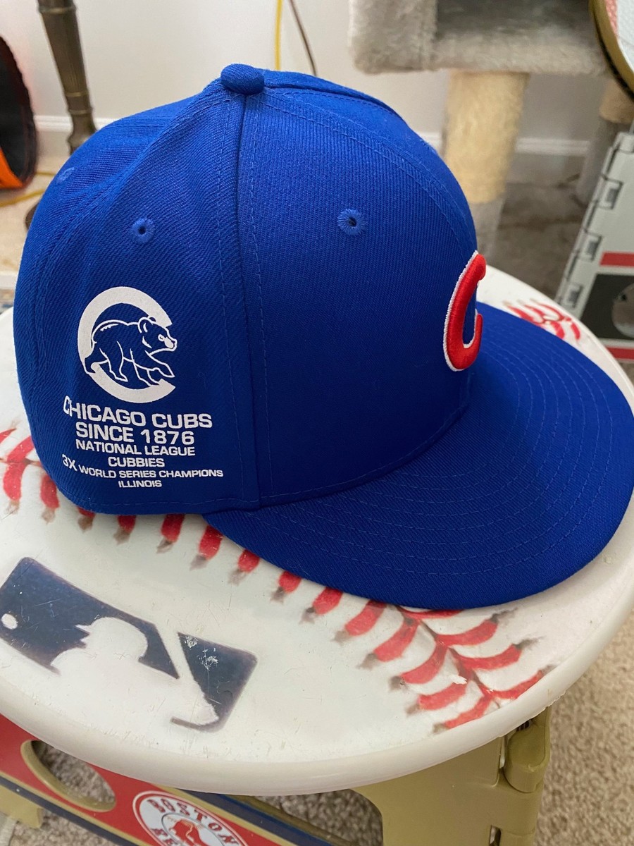 かぶす Chicago Cubs MLB History Sidescreen Fitted Hat Cap 3X World Series