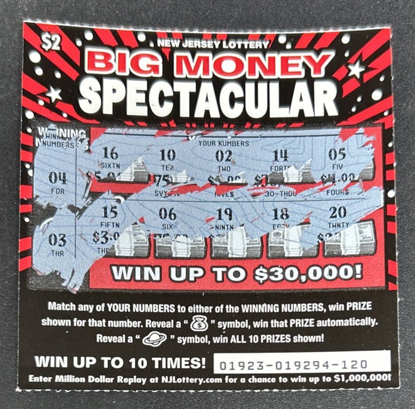 Collectible Losing NJ Scratch Off Lottery Ticket Big Money