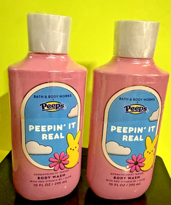 2 Bath & Body Works Peepin' It Real PEEPS  Body Wash  Aloe Vitamin B5 Fast Ship