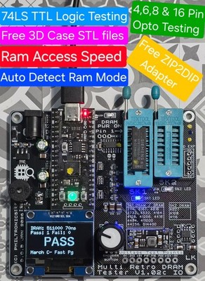 Multi Retro RAM DRAM SRAM Tester 2114, 4116, 4164, 41256, 4464, 74LS TTL & more!