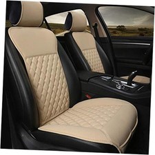 1 Pair Car Seat Covers, Luxury Car Protectors, Diamond Pattern - Beige