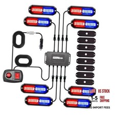 8pcs Led Strobe Lights 12v Sync Feature Red Blue 12led Emergency Red Blue