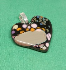 Hand Crafted Fused Glass Heart Pendant Necklace W/ Chain 1395