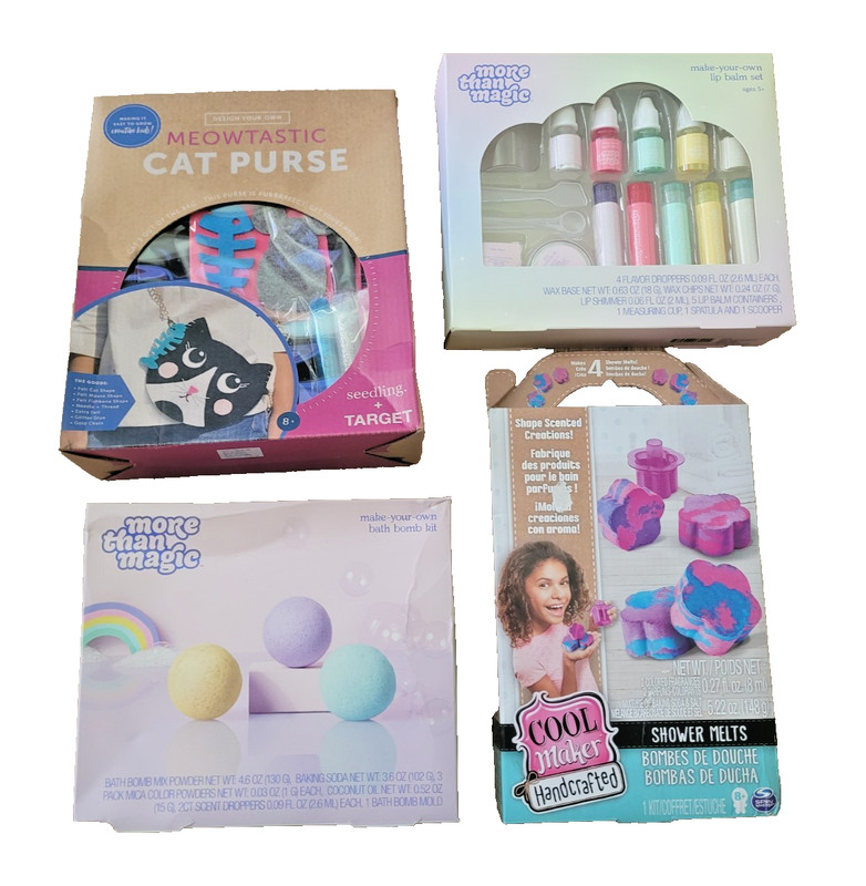 💥 Craft Lot Make Your Own Cat Purse Bag LIP BALM Shower Melts BATH BOMB Set New