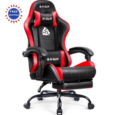 N GEN GAMING Video Chair Footrest Lumbar High Back Recliner Adjustable Ergonomic