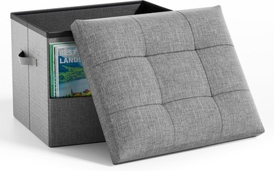 Storage Ottoman Foot Rest Stool, Foldable Foot Rest Stool with Thicker Foam