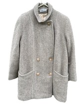 Vintage Herman Kay Wool Coat Womens Large Camel Beige Herringbone Made In USA