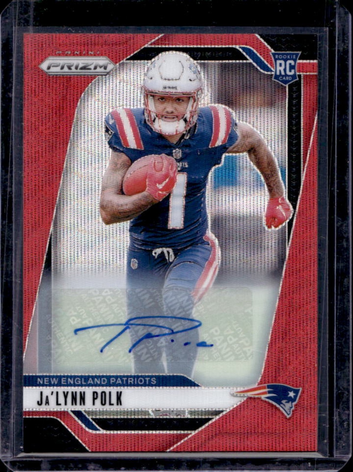 2024 Prizm Ja'Lynn Polk Auto RC Red Wave Rookie #1/149 Patriots
