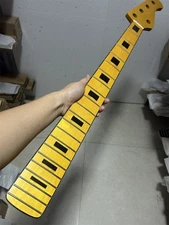 Yellow matte 5 String Bass Guitar Neck 21 fret 34 inches block inlay heel 74mm