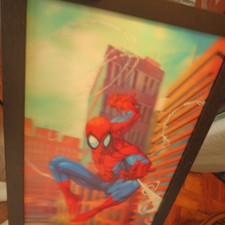Marvel Spider Man 3D Wall Art Superhero's Moving Framed Hologram 12"X19" Framed