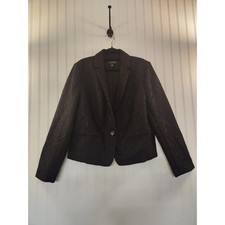 Ann Taylor Women's Black Lace Blazer Size 12 Cocktail Party Workwear Office Boho