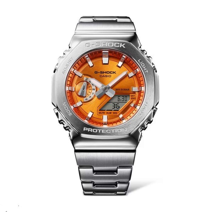 Montre Casio G-SHOCK GM-2110D-4AER : montre acier avec cadran orange métallique
