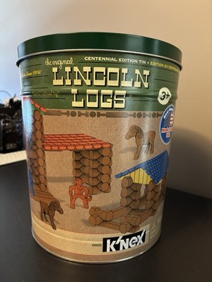 K'NEX Lincoln Logs Centennial Edition Tin 153 Pieces