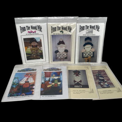 7 Santa Claus Uncle Sam Scarecrow Witch Halloween Woodworking Patterns Table Lot