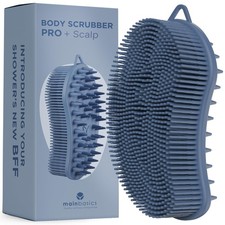MainBasics Silicone Body Scrubber Dual-Sided, Dark Blue, Scalp Shower Scrub...