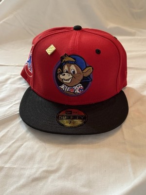 Chicago Cubs  Clark The Bear  New Era Fitted Capsule Pin Red Men s 7 1/2 NEW