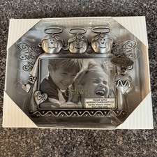 Fetco Silver Grandkids Picture Frame Little Angels Charms Holds 5" x 3.5" Photo