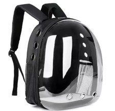 Cat Backpack Carrier Plastic with Ventilation Holes Mesh Sides Black