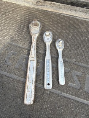 3pc Sears Craftsman USA 1950s Box Head Ratchet Lot 1/2  3/8  1/4  Kinda Ugly