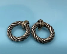 Beautiful TORC-ALS Italy 925 Sterling Silver 18k Gold Door Knocker Earrings 24g