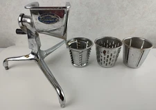 Saladmaster Hand Crank Food Processor Shredder Chopper w/4 Cones NO FEET Used