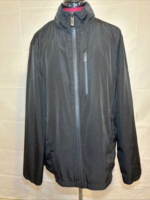 T Tech by Tumi Mens Black Full Zip Hooded Packable Jacket Windbreaker sz Large