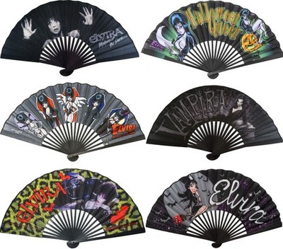 Kreepsville 666 Folding Hand Fan Elvira Vampira Quality Fabric Bamboo 6 Styles