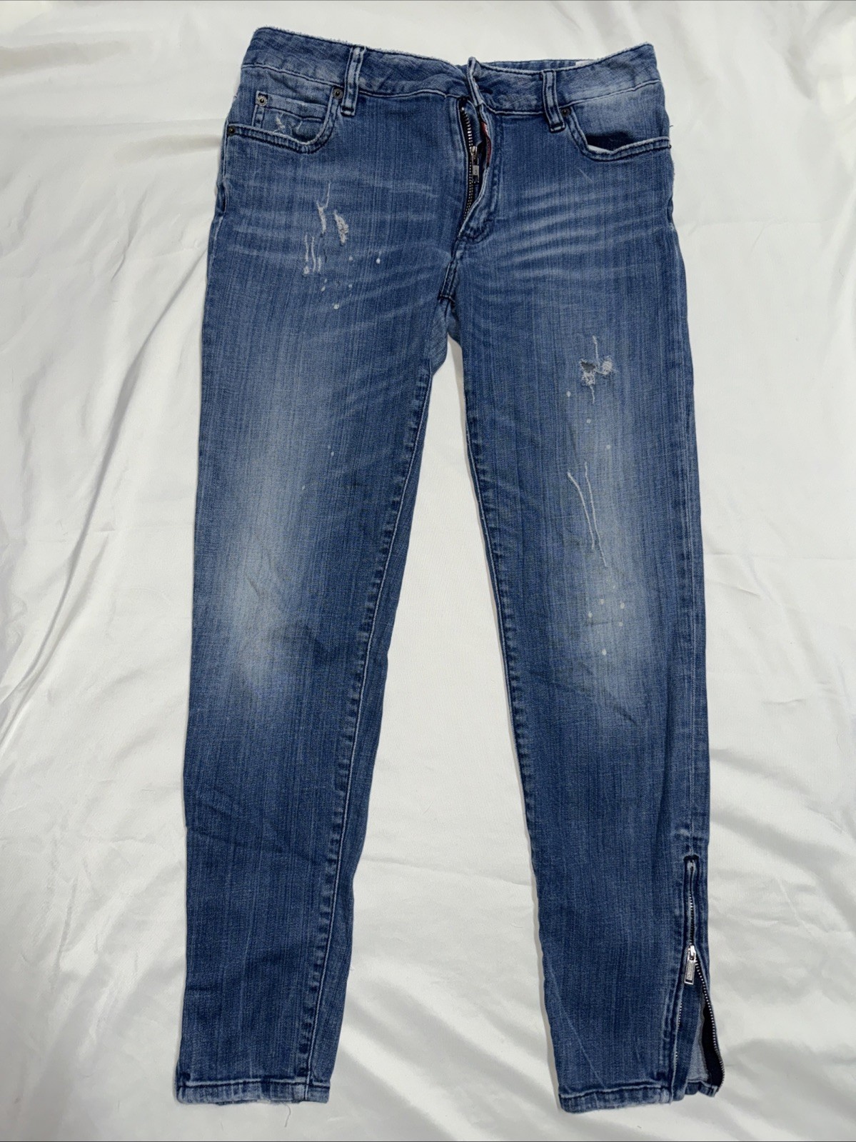 Dsquared2 Womens Italian Size 44 Jeans With Zippers  On Ankle Made In Italy