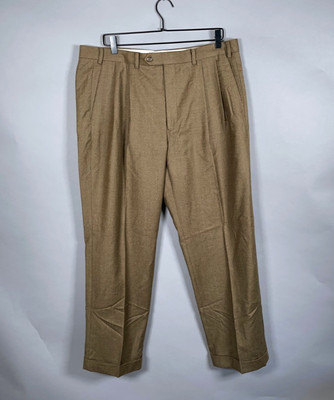 Lauren Ralph Lauren Wool Pleated Pants Men's 36 x 30 Brown Cuffed Trousers
