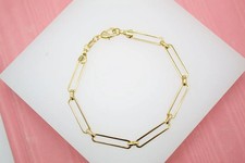 18K Gold Filled 4mm Slim Paper Clip Link Bracelet I347
