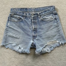 Vintage 80s Levi's 501 Denim Shorts Women  s 32 Cutoff Distressed USA Made