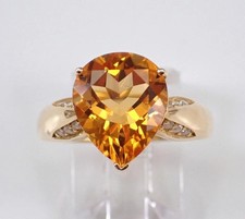 3.00Ct Pear Cut Lab-Created Citrine Solitaire Engagement Ring Yellow Gold Plated