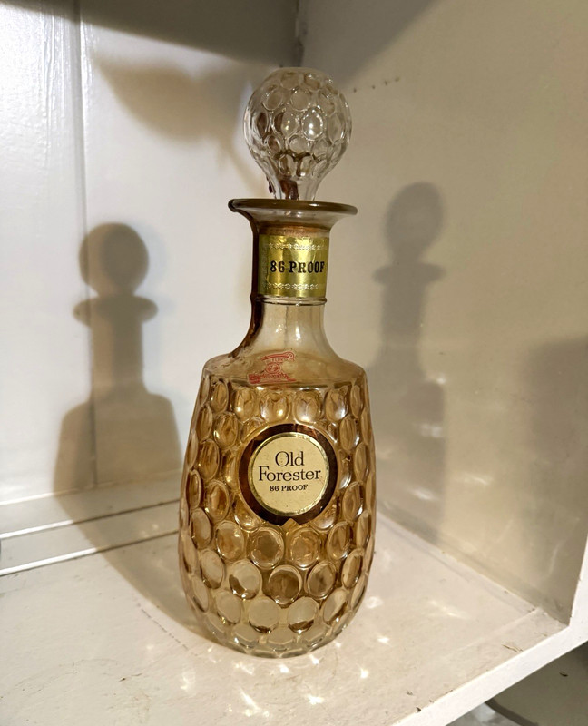 Old Forester 86 Proof Amber Glass Decanter Bottle w/ Stopper