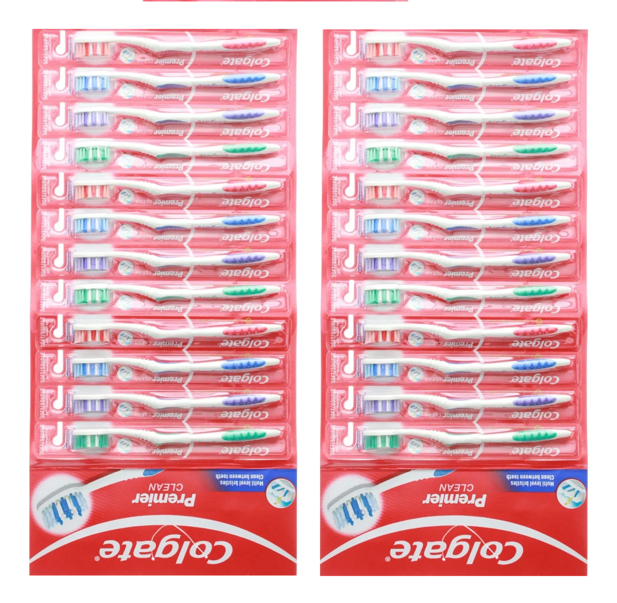 Colgate SOFT Toothbrush Premier Clean Remove Stains Soft Bristles Pack of 24