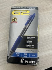 Pilot G2 PIL31021 0.7mm Roller Ball Retractable Gel Pen, Blue - 12 Pack