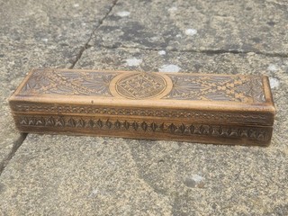 Vintage Early 1900s Arts & Crafts Carved Wooden Box
