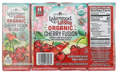 Organic Cherry Fusion Juice Drink Lakewood Littles 8 Count 6.75 Fl Oz