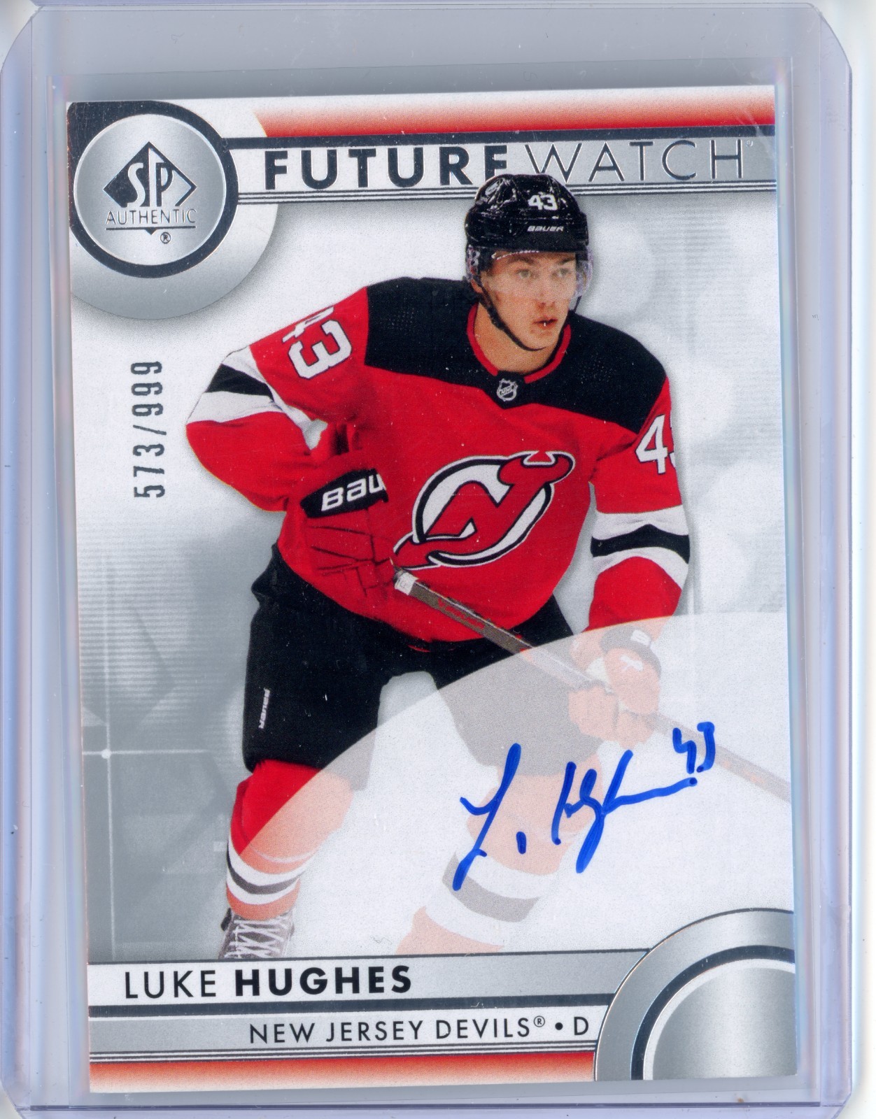 2023 SP AUTHENTIC #101 LUKE HUGHES FUTURE WATCH AUTO ROOKIE RC /999