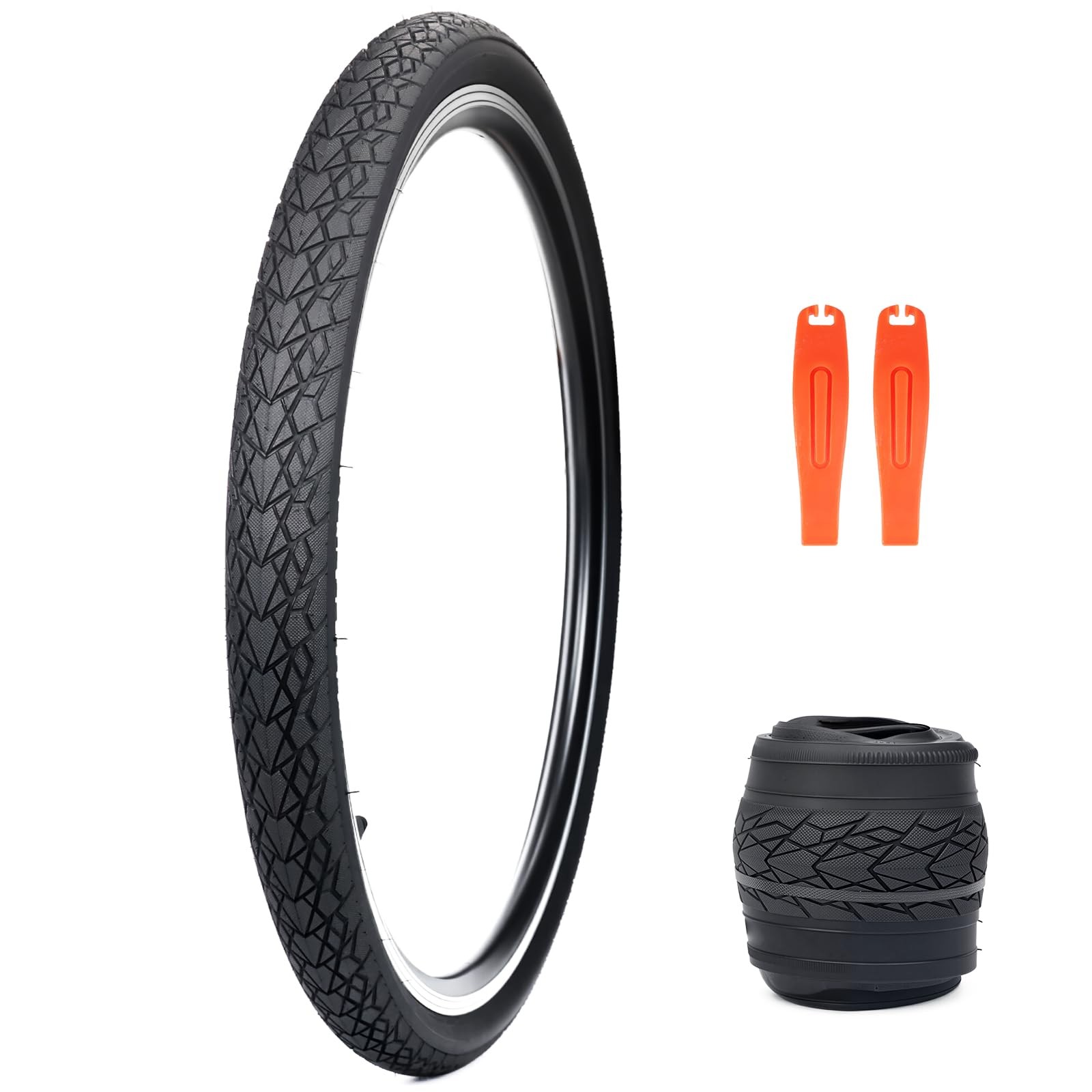 MEGHNA Bike Tire 26 inch Foldable 26 x 1.75 inch, Black - 1 Pack - No Tube