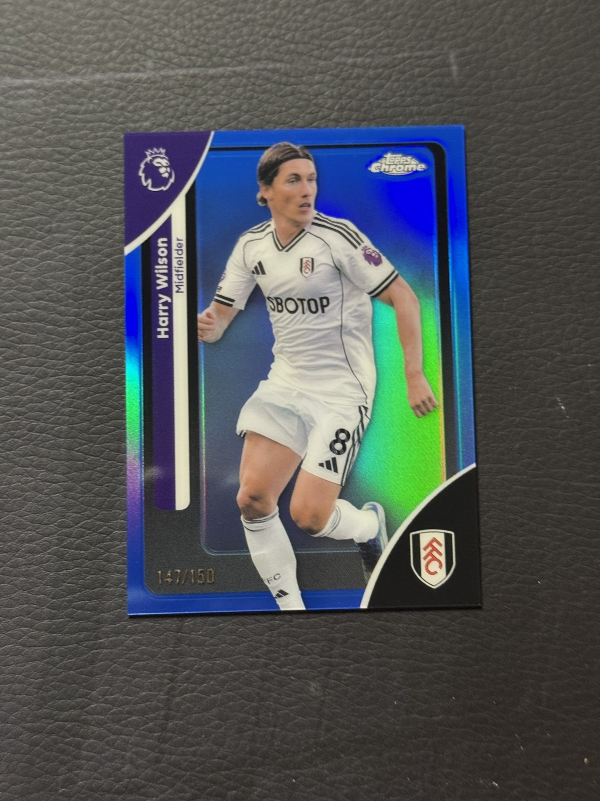 2025-26 TOPPS CHROME PREMIER LEAGUE SOCCER #97 HARRY WILSON BLUE REFRACTOR /150