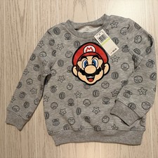 Ropa Híbrida Super Mario Bros Sudadera Niños Talla 4 Gris Pullover NUEVO