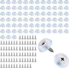 75pcs Cutting Board Rubber Feet with Stainless Steel Transparent, Silver 