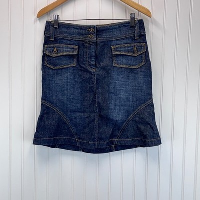 Mexx Denim Mini Skirt Wmns 8 Dark Wash Utility Y2K Contrast Stitch Indie Sleaze