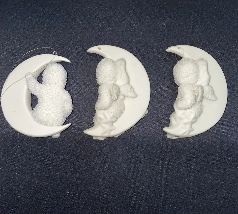 Lote de 3 adornos vintage 1990 Dept 56. Dos rayos Rock-A-Bye Baby y One Moon Foto 2 de 4