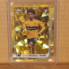Jacen Russell-Rowe 2025 Topps Chrome MLS Gold Sapphire Card #20/50 Columbus Crew