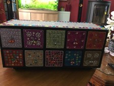  Hand Painted Colorful Wood Jewelry Box Chest 4 Drawers 11 3/4" L,4 1/2" D & 4"H