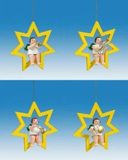 Christmas Tree Ornament Trunk 4-teilig Angel IN Star With Crown High Ca 2 3/8in