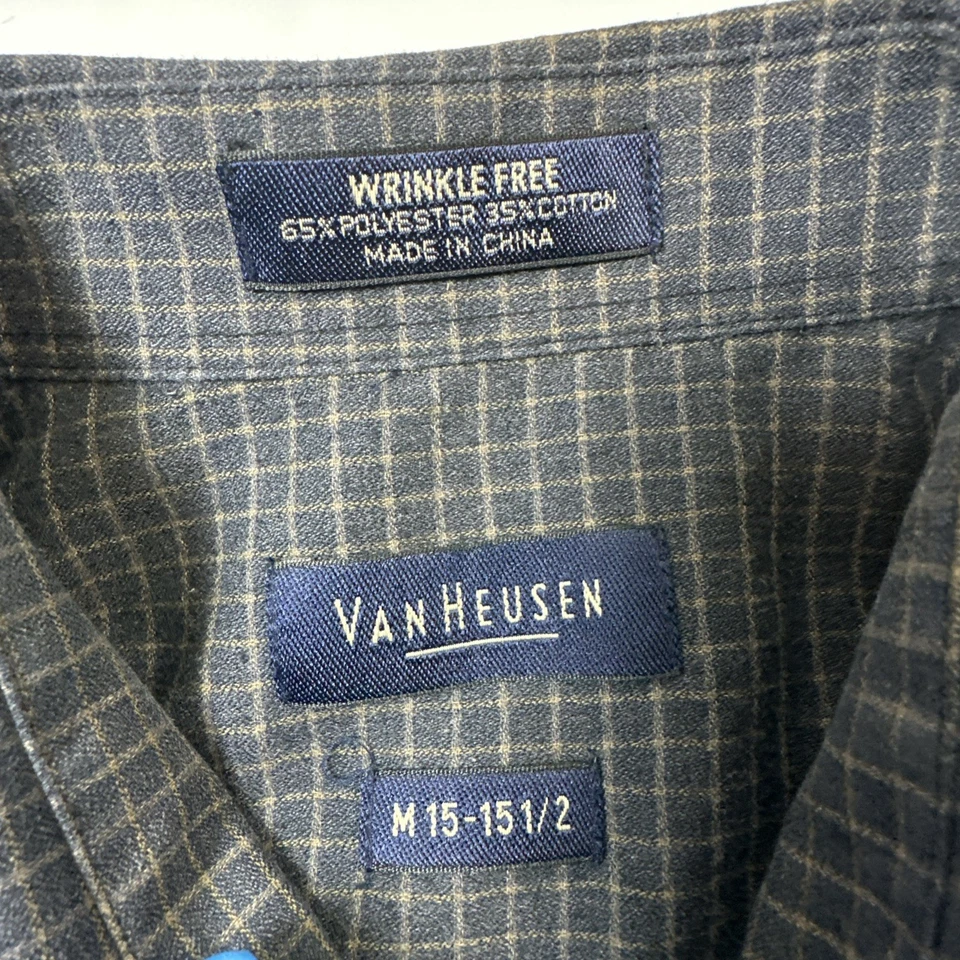 Van Heusen Men’s Button Down Long Sleeve Dress Shirt Navy M 15-15 1/2 #0745 - Image 3 of 4