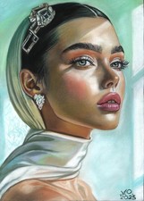 original drawing 20 x 28 cm 346AO artwork pastel modern female portrait