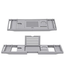 Extendable Bath Tub Caddy Bathroom Storage Rack Tidy Tray Bathtub table White